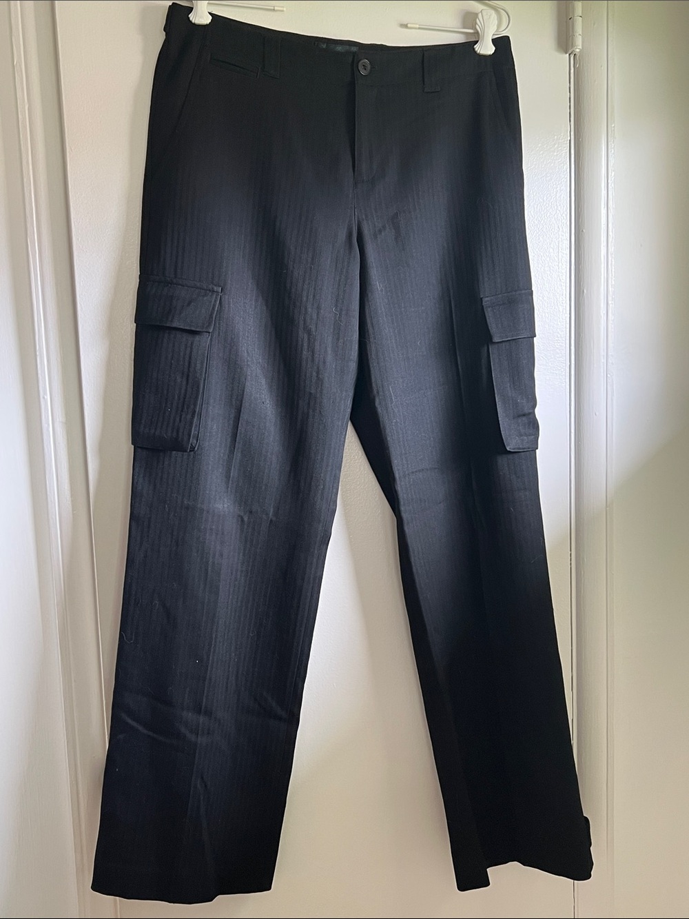 RALPH by Ralph Lauren Shadow Stripe Cargo Pocket Pant - Black - Sz 8